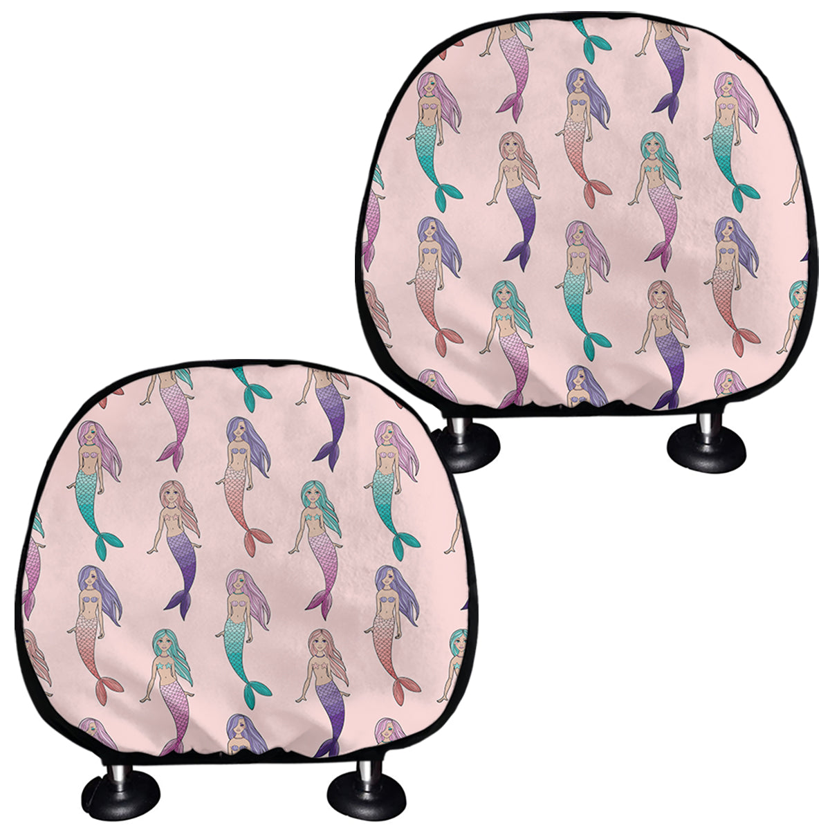 Mermaid Girls Pattern Print Car Headrest Covers