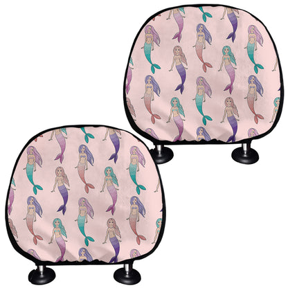 Mermaid Girls Pattern Print Car Headrest Covers