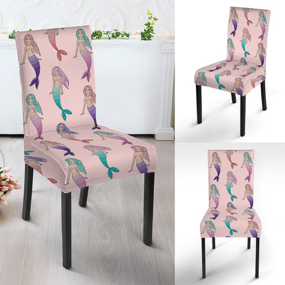 Mermaid Girls Pattern Print Dining Chair Slipcover