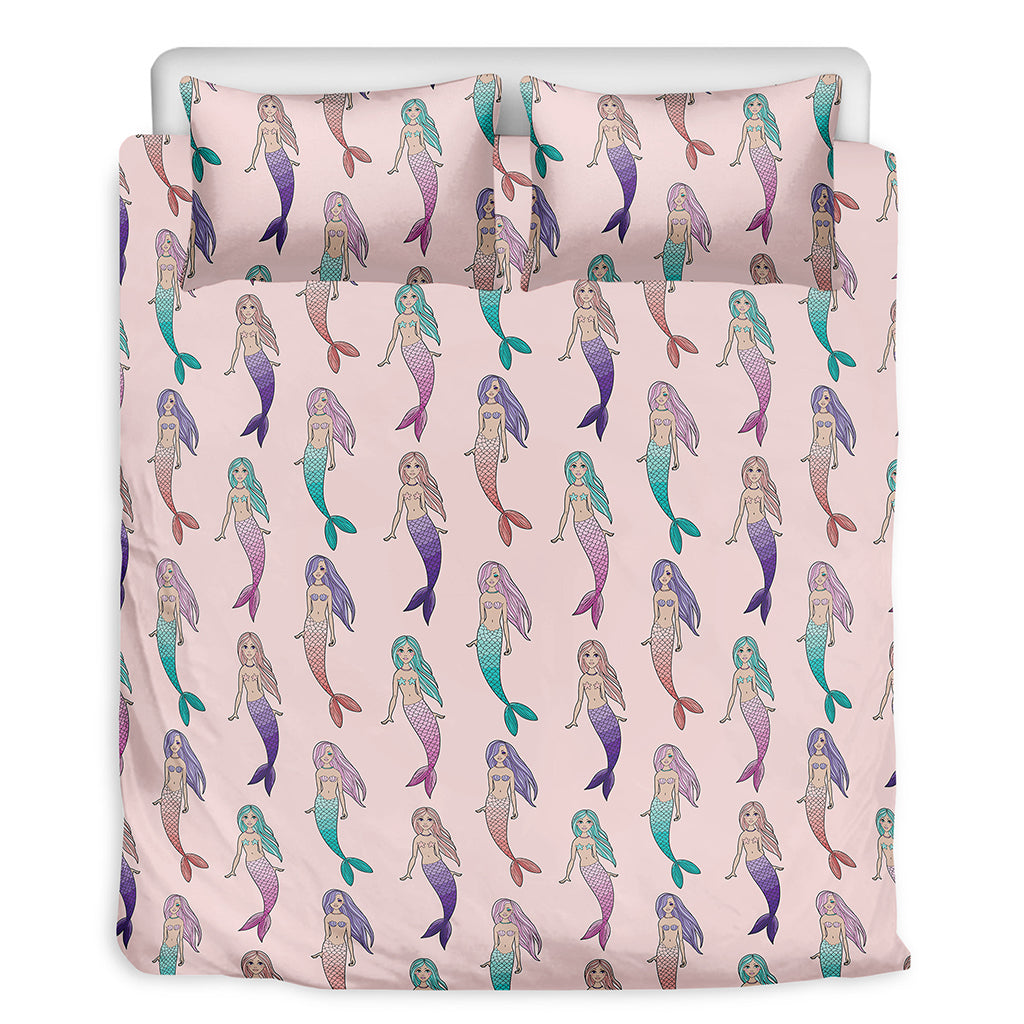 Mermaid Girls Pattern Print Duvet Cover Bedding Set