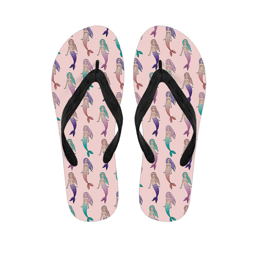 Mermaid Girls Pattern Print Flip Flops