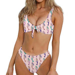 Mermaid Girls Pattern Print Front Bow Tie Bikini