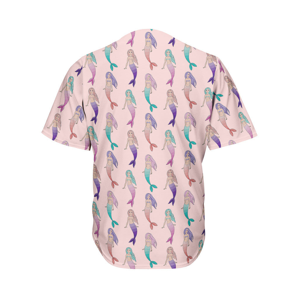 Mermaid Girls Pattern Print Men's Baseball Jersey