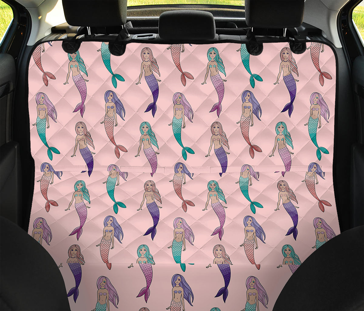 Mermaid Girls Pattern Print Pet Car Back Seat Cover