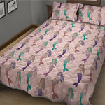 Mermaid Girls Pattern Print Quilt Bed Set