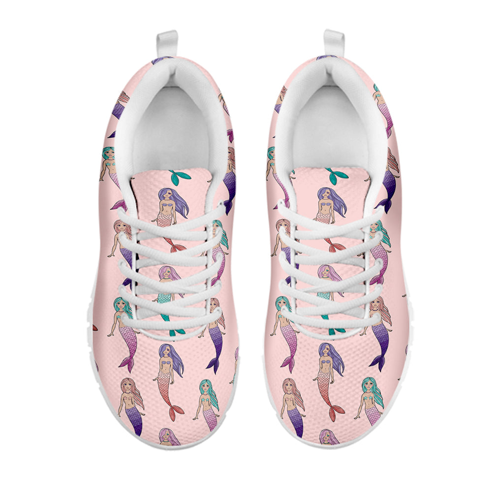Mermaid Girls Pattern Print White Sneakers