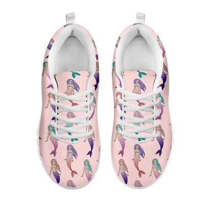 Mermaid Girls Pattern Print White Sneakers