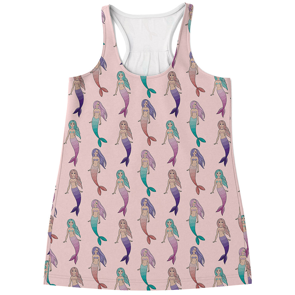 Mermaid Girls Pattern Print Women's Racerback Tank Top