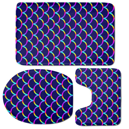 Mermaid Scales Pattern Print 3 Piece Bath Mat Set