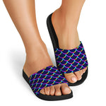 Mermaid Scales Pattern Print Black Slide Sandals