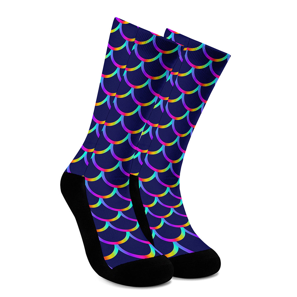 Mermaid Scales Pattern Print Crew Socks