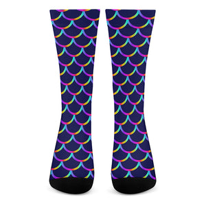 Mermaid Scales Pattern Print Crew Socks