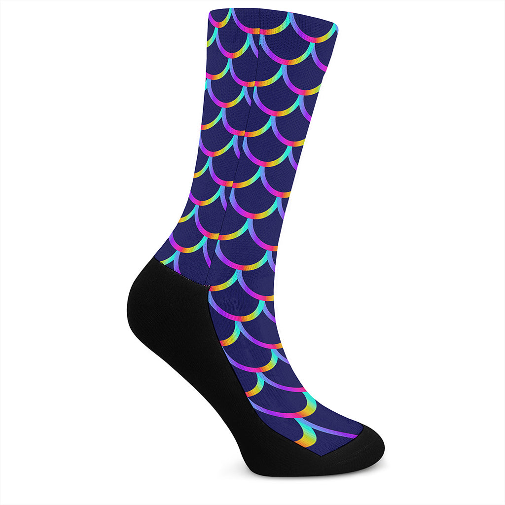 Mermaid Scales Pattern Print Crew Socks