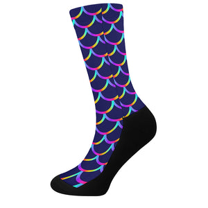 Mermaid Scales Pattern Print Crew Socks