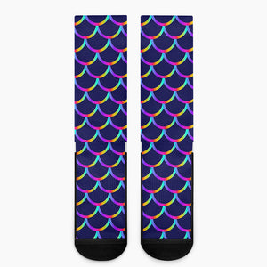 Mermaid Scales Pattern Print Crew Socks