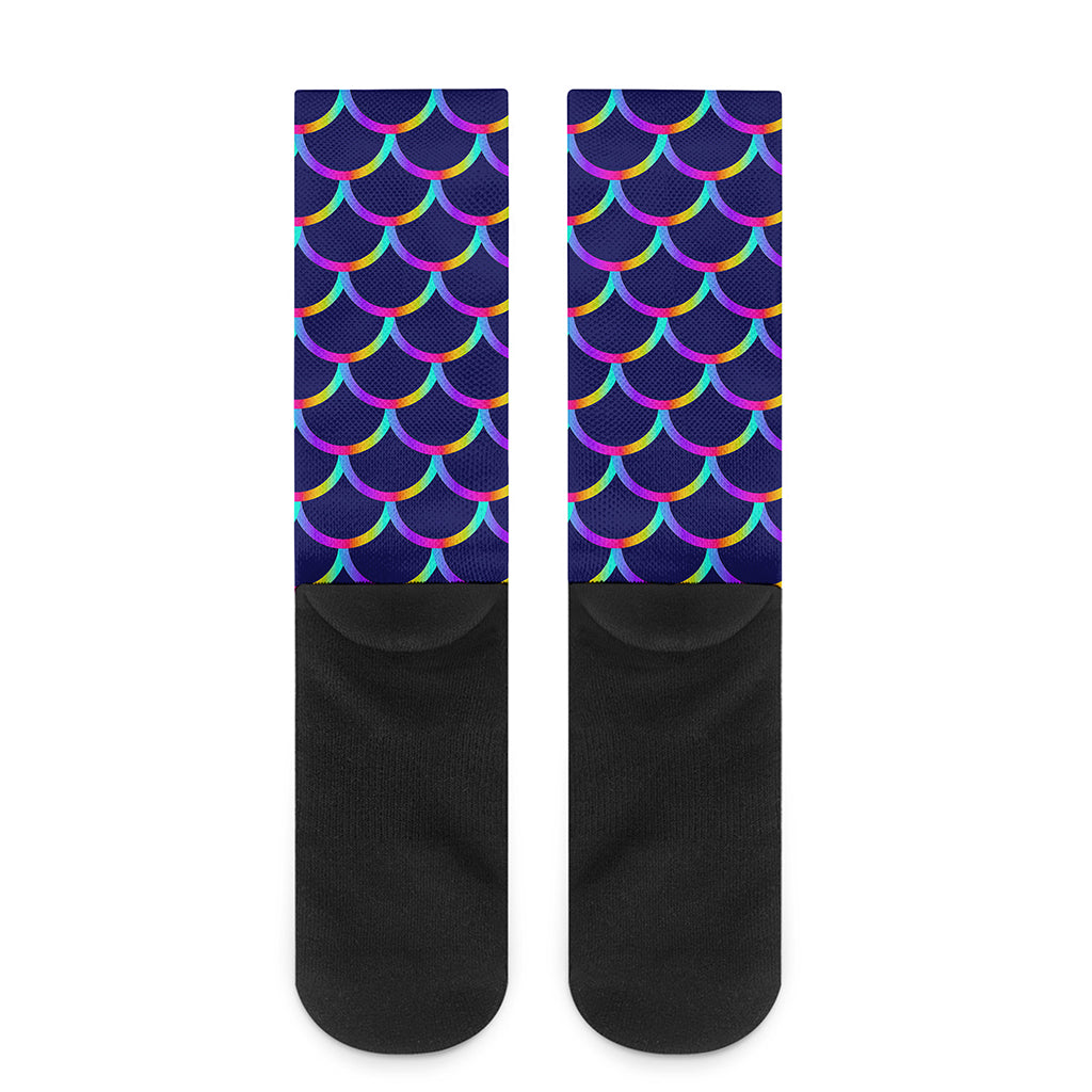 Mermaid Scales Pattern Print Crew Socks