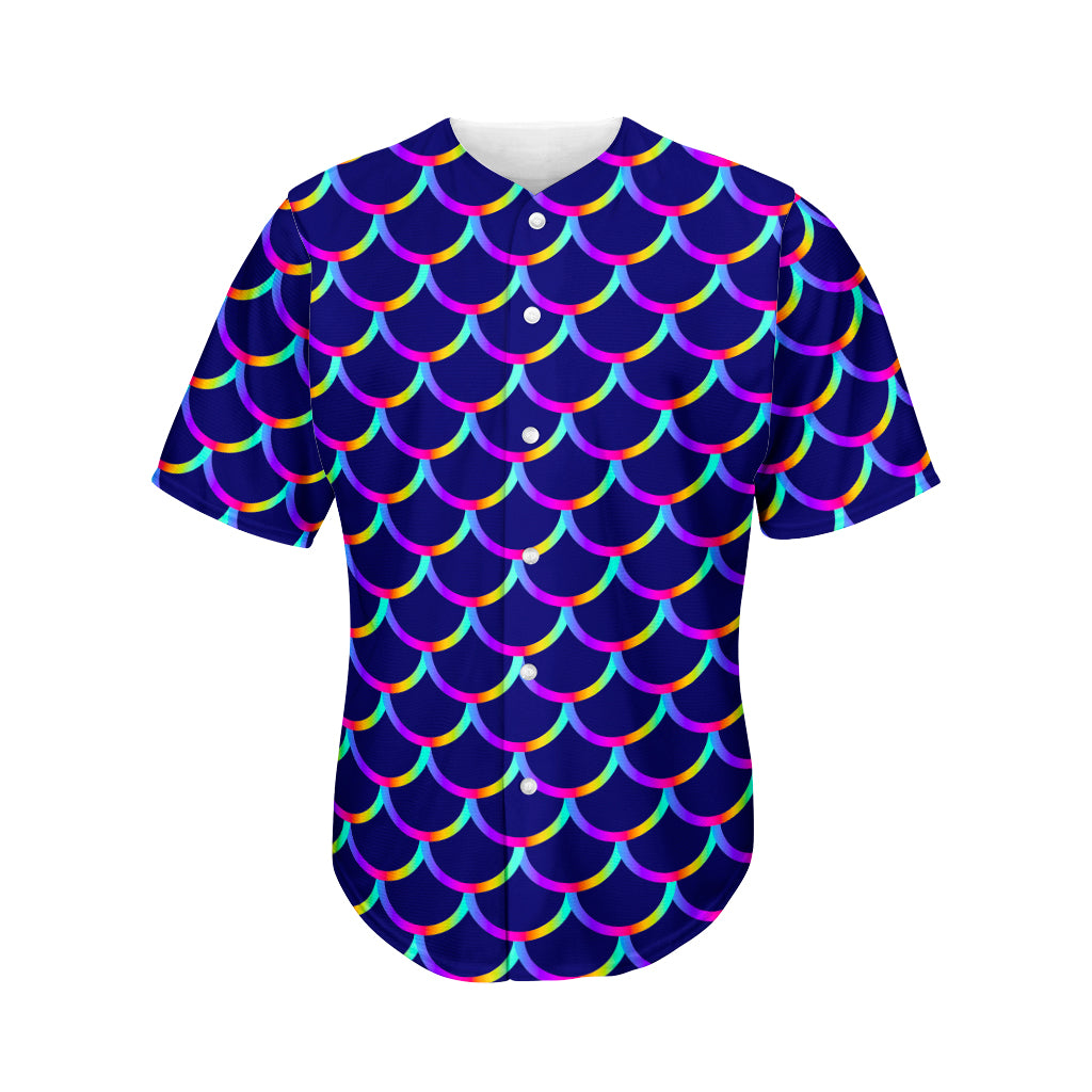 Mermaid Scales Pattern Print Men's Baseball Jersey