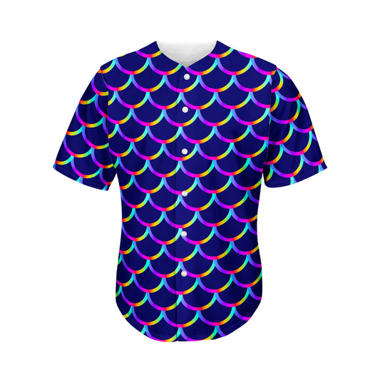 Mermaid Scales Pattern Print Men's Baseball Jersey