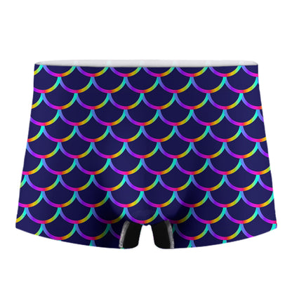 Mermaid Scales Pattern Print Men's Boxer Briefs