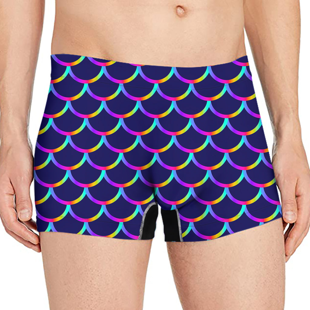 Mermaid Scales Pattern Print Men's Boxer Briefs