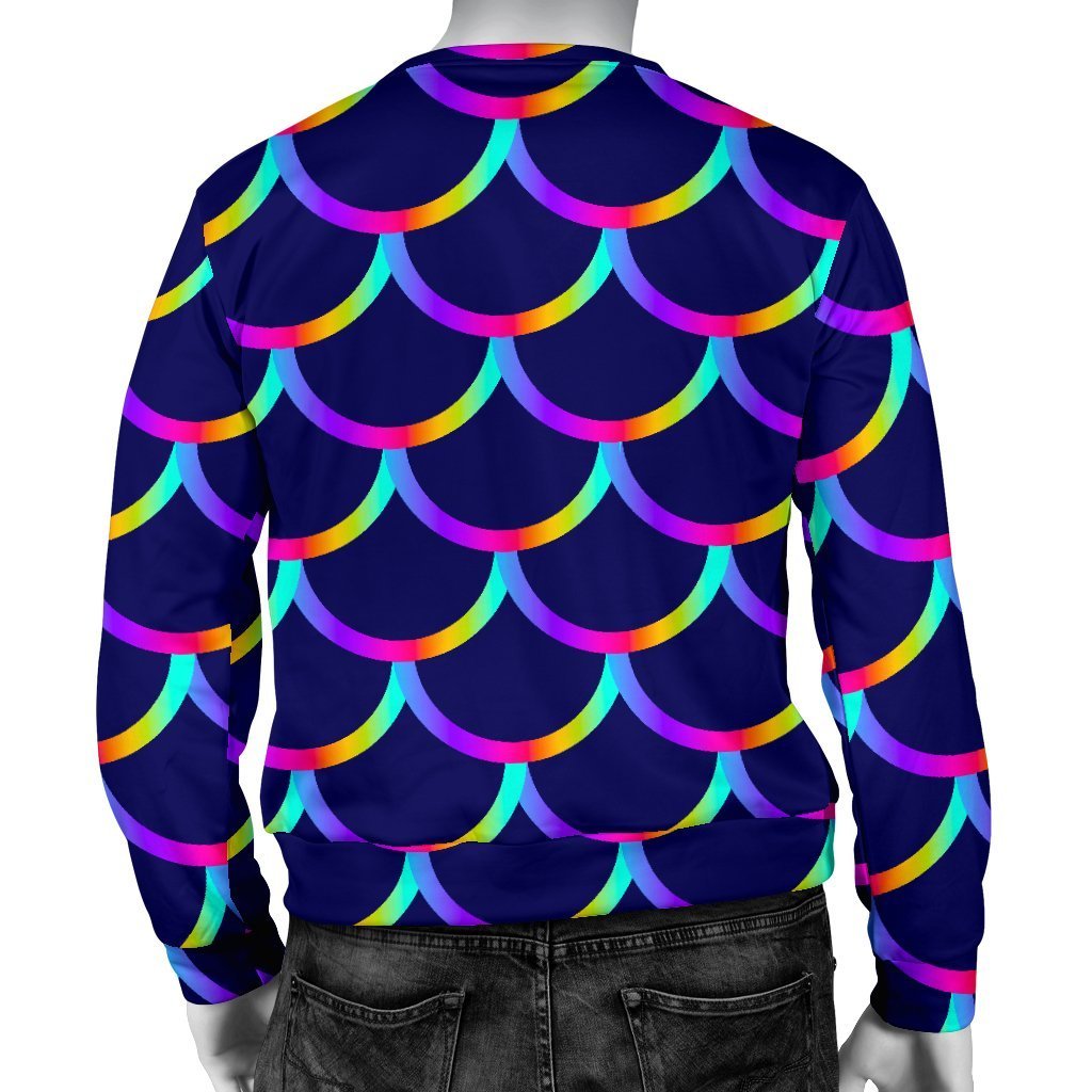 Mermaid Scales Pattern Print Men's Crewneck Sweatshirt GearFrost
