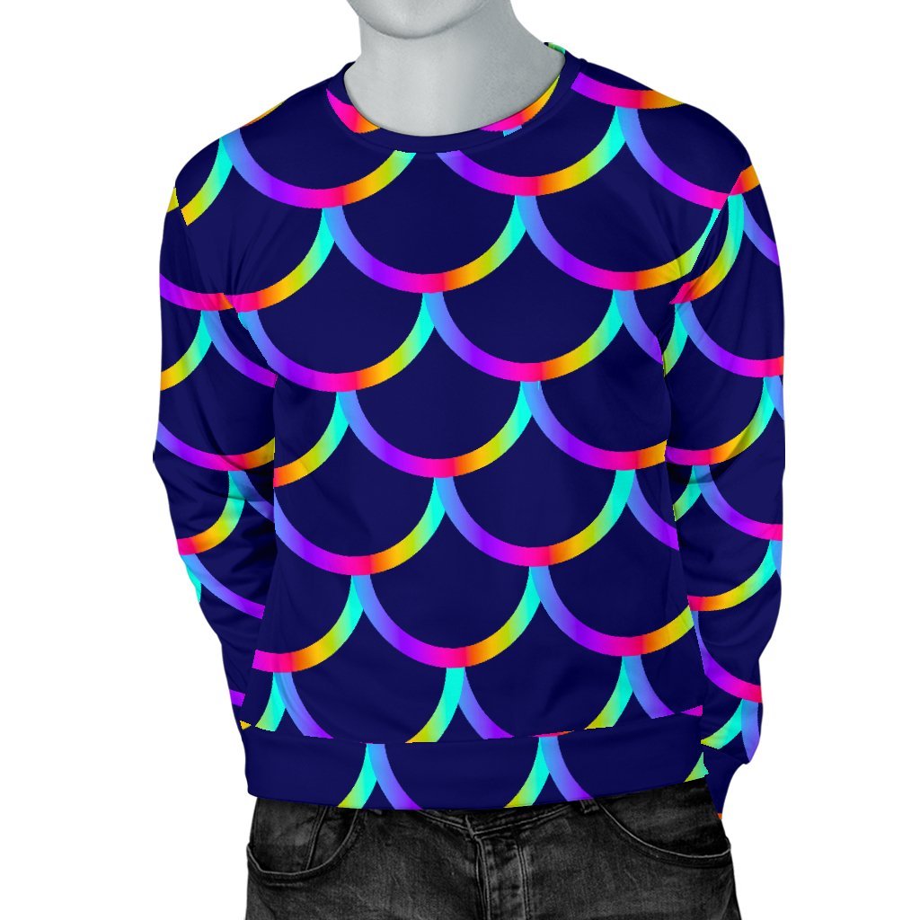 Mermaid Scales Pattern Print Men's Crewneck Sweatshirt GearFrost