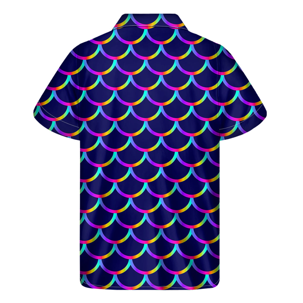 Mermaid Scales Pattern Print Men's Short Sleeve Shirt