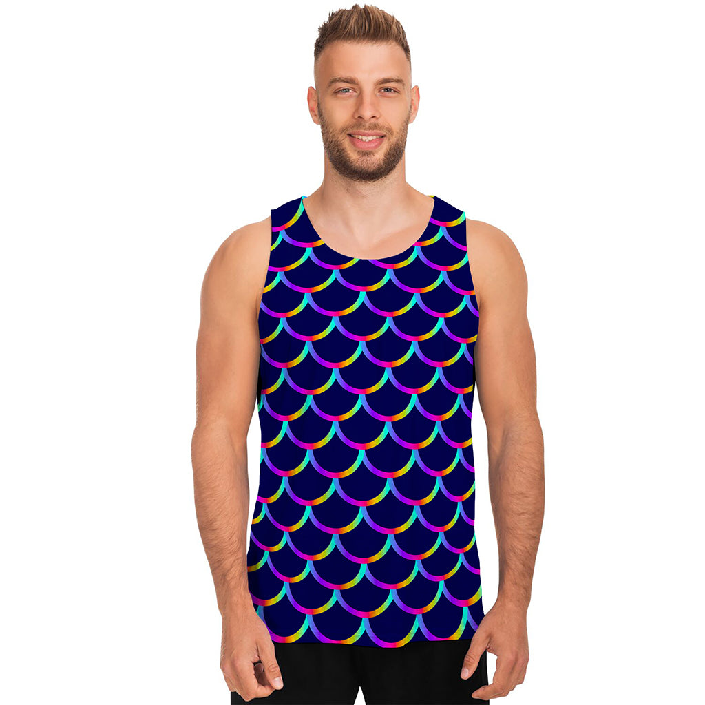 Mermaid Scales Pattern Print Men's Tank Top