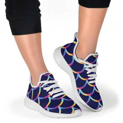 Mermaid Scales Pattern Print Mesh Knit Shoes GearFrost