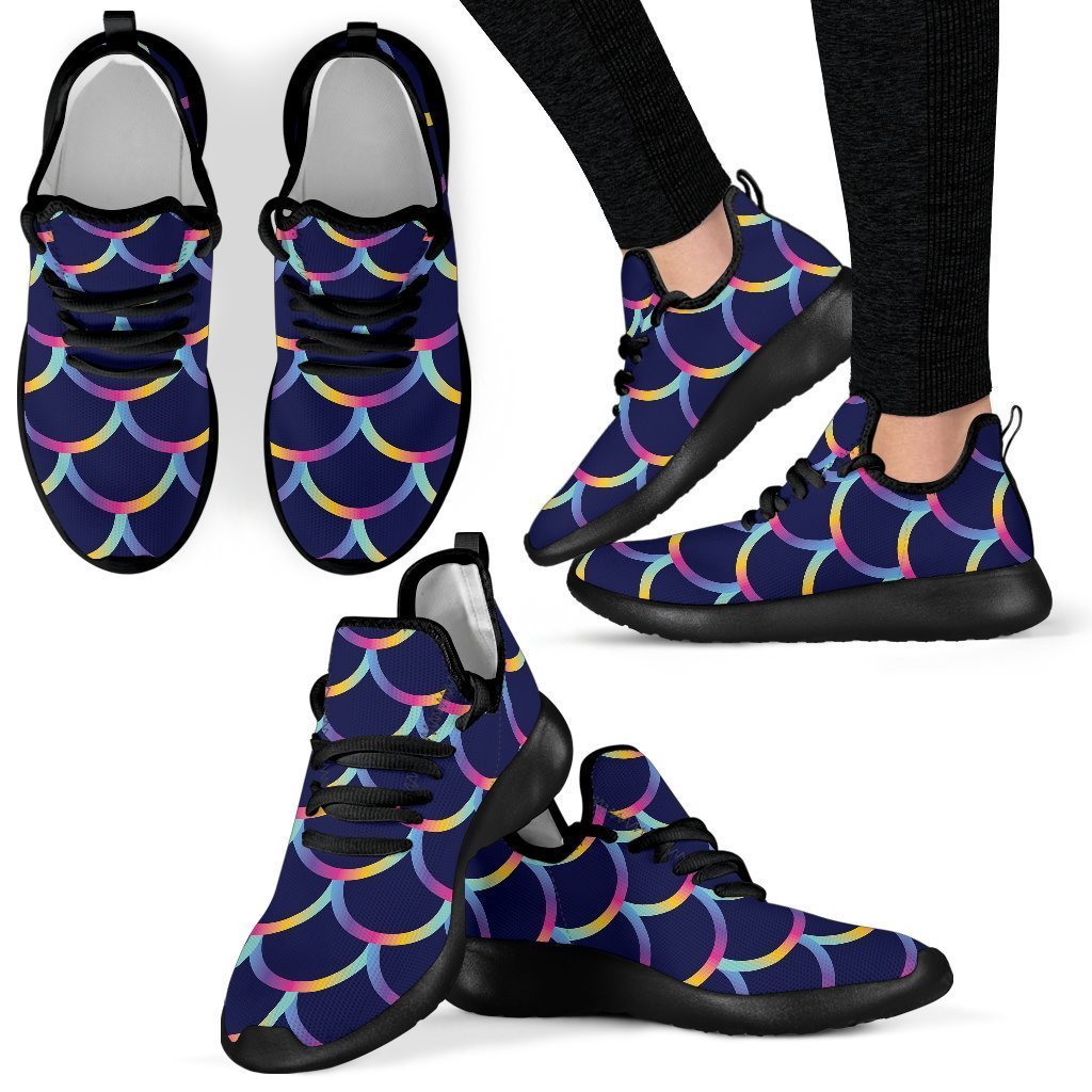 Mermaid Scales Pattern Print Mesh Knit Shoes GearFrost