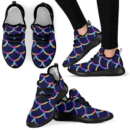 Mermaid Scales Pattern Print Mesh Knit Shoes GearFrost