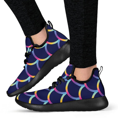 Mermaid Scales Pattern Print Mesh Knit Shoes GearFrost