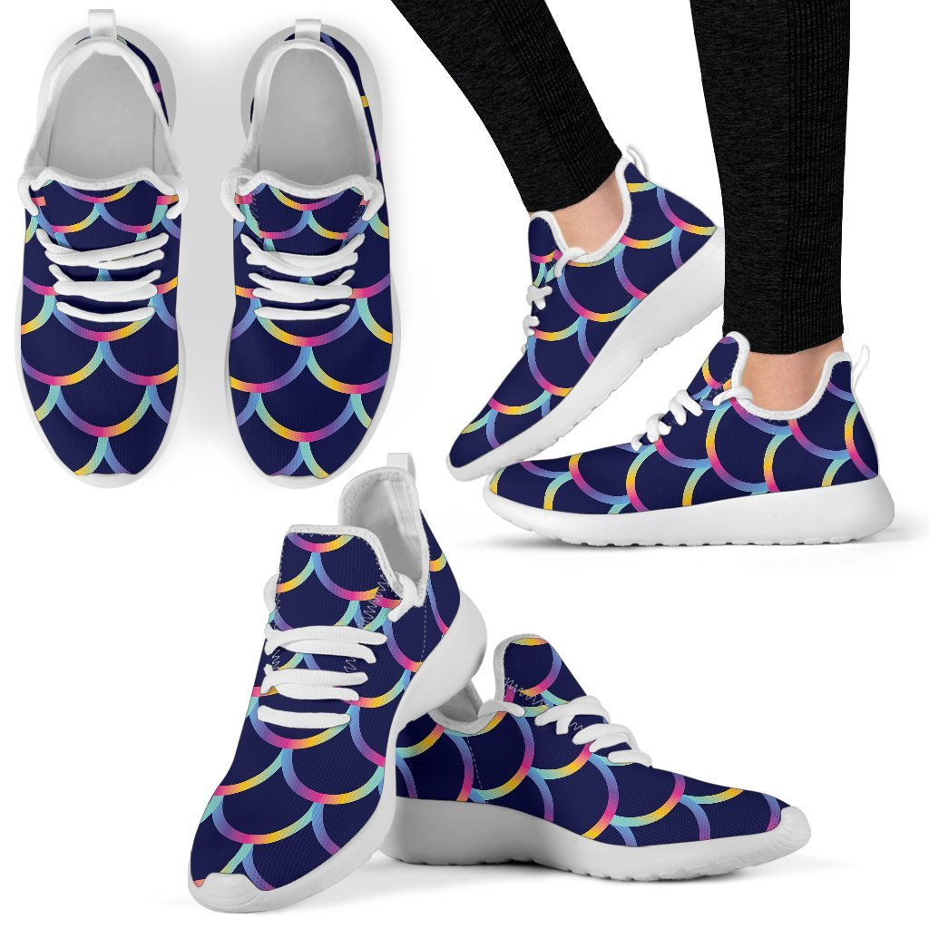 Mermaid Scales Pattern Print Mesh Knit Shoes GearFrost