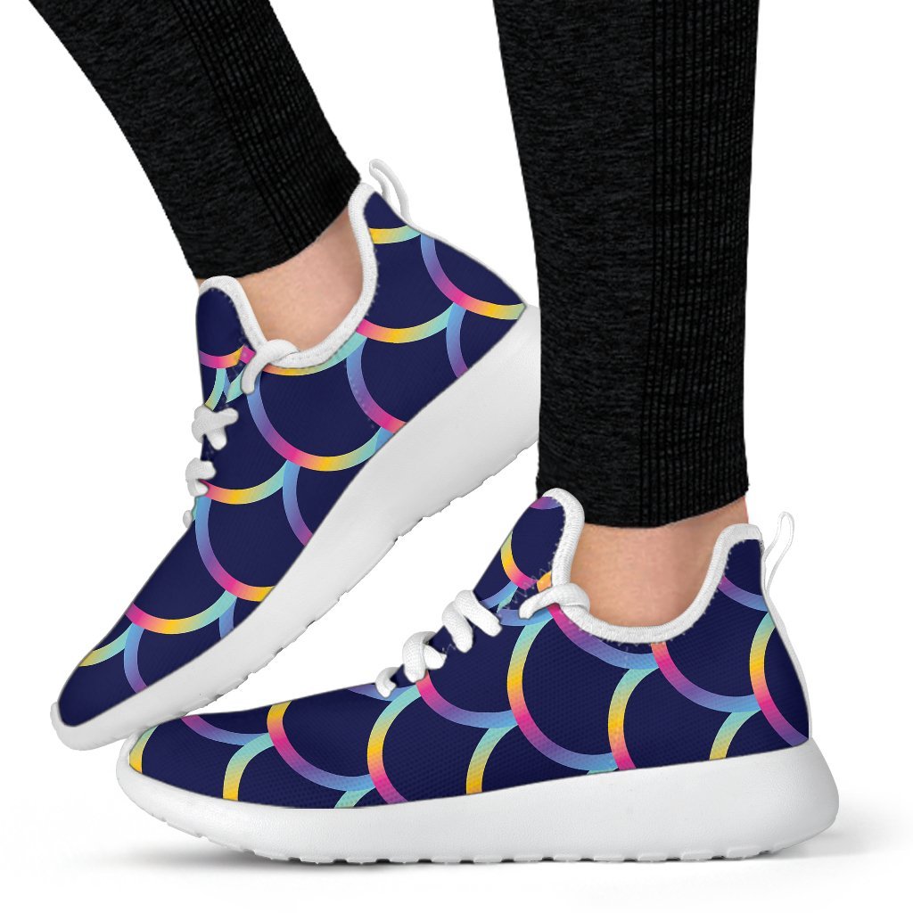 Mermaid Scales Pattern Print Mesh Knit Shoes GearFrost