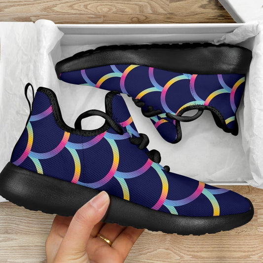 Mermaid Scales Pattern Print Mesh Knit Shoes GearFrost