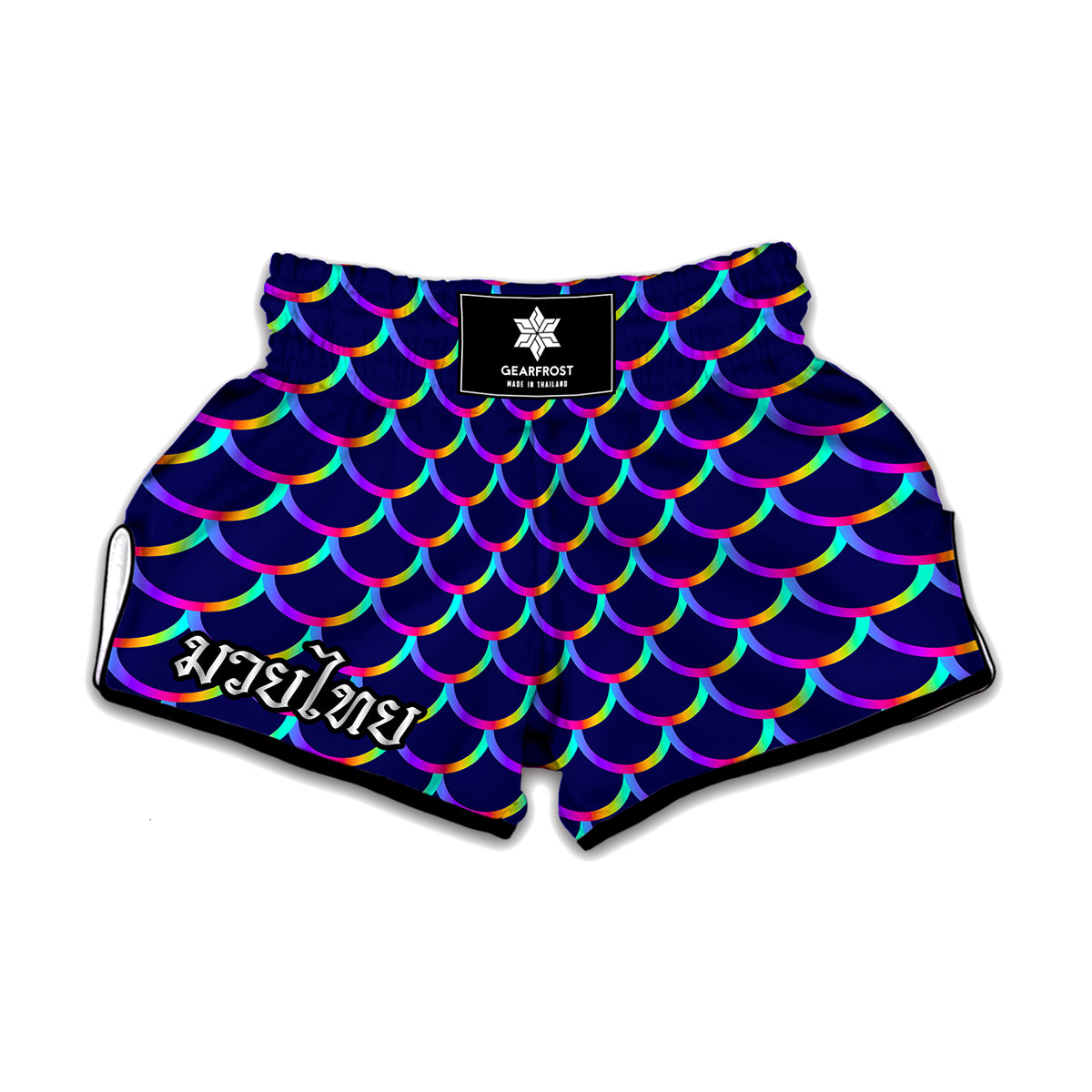 Mermaid Scales Pattern Print Muay Thai Boxing Shorts