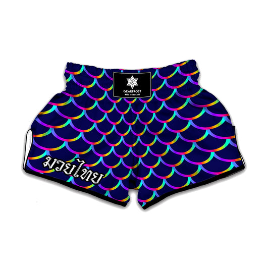 Mermaid Scales Pattern Print Muay Thai Boxing Shorts