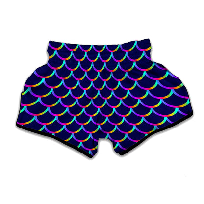Mermaid Scales Pattern Print Muay Thai Boxing Shorts