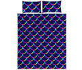 Mermaid Scales Pattern Print Quilt Bed Set