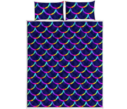 Mermaid Scales Pattern Print Quilt Bed Set