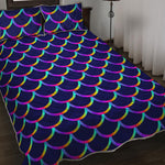 Mermaid Scales Pattern Print Quilt Bed Set