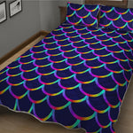 Mermaid Scales Pattern Print Quilt Bed Set