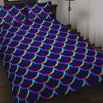 Mermaid Scales Pattern Print Quilt Bed Set