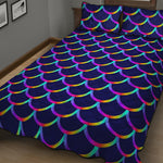 Mermaid Scales Pattern Print Quilt Bed Set