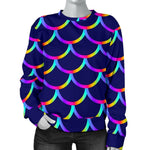 Mermaid Scales Pattern Print Women's Crewneck Sweatshirt GearFrost