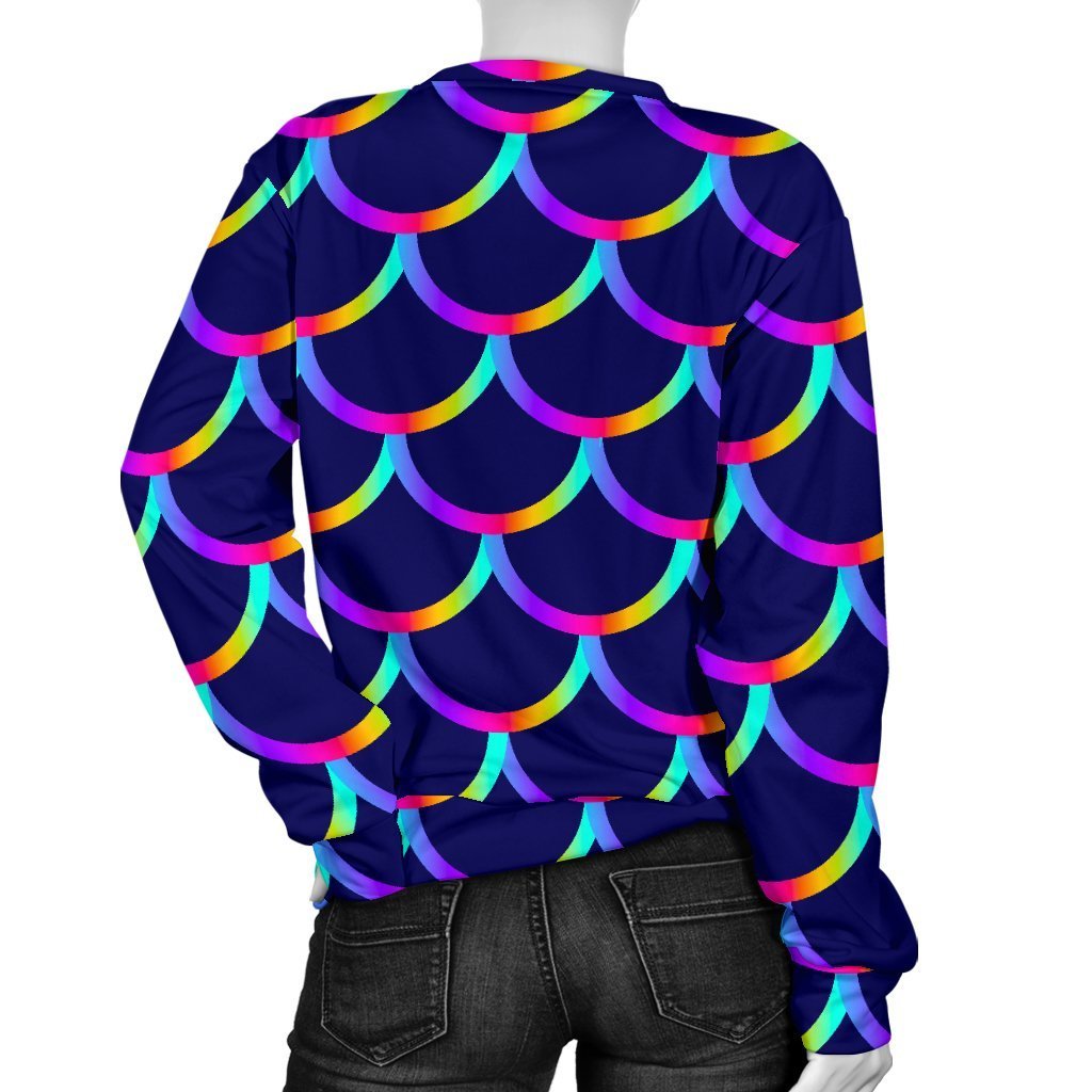 Mermaid Scales Pattern Print Women's Crewneck Sweatshirt GearFrost