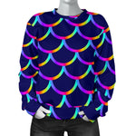 Mermaid Scales Pattern Print Women's Crewneck Sweatshirt GearFrost