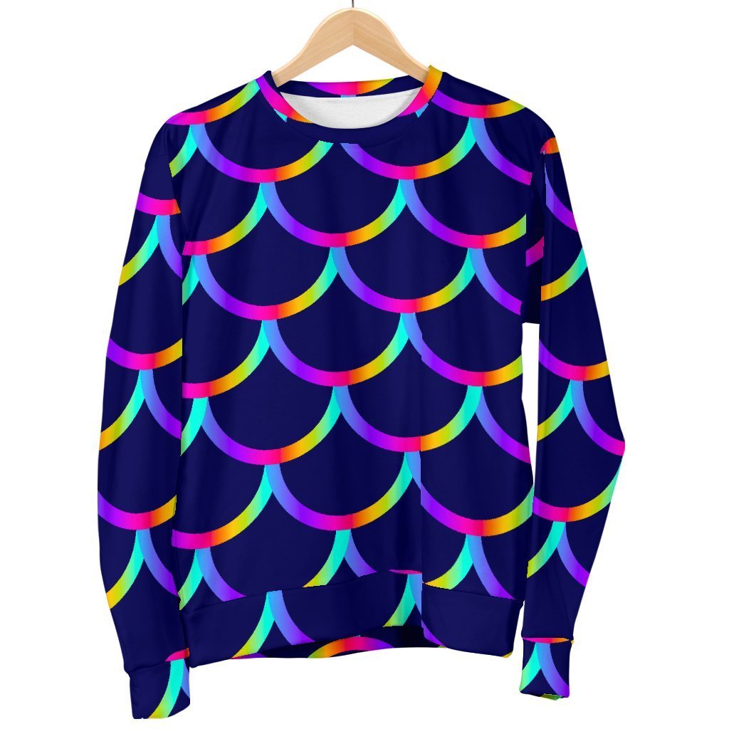 Mermaid Scales Pattern Print Women's Crewneck Sweatshirt GearFrost