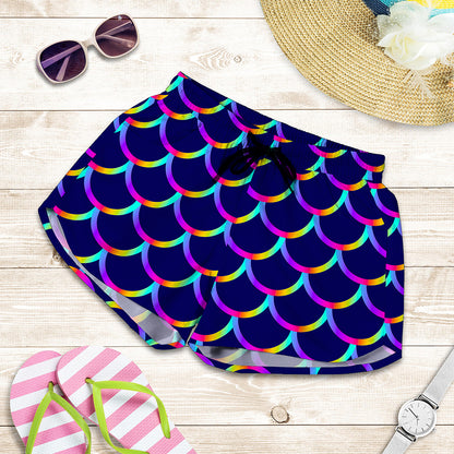 Mermaid Scales Pattern Print Women's Shorts