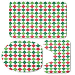 Merry Christmas Argyle Pattern Print 3 Piece Bath Mat Set